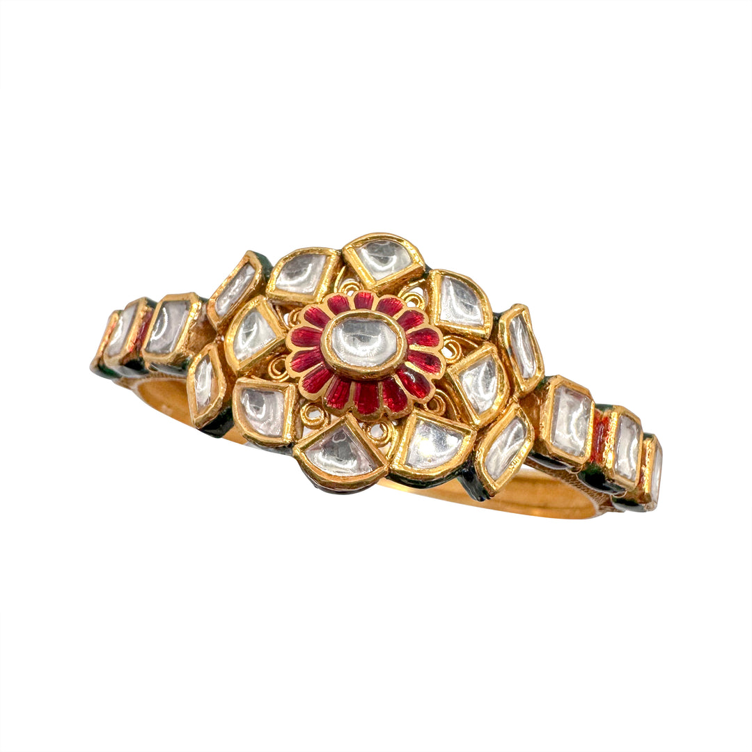 Floral Design Kundan Jadau Bracelet - 22K Gold