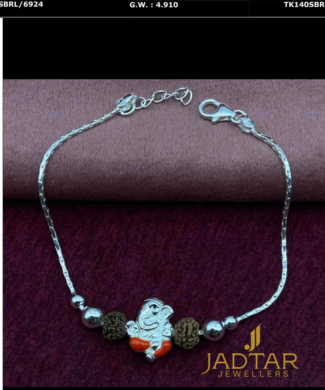 Ganesha Rudraksh Design 925 Sterling Silver Rakhi